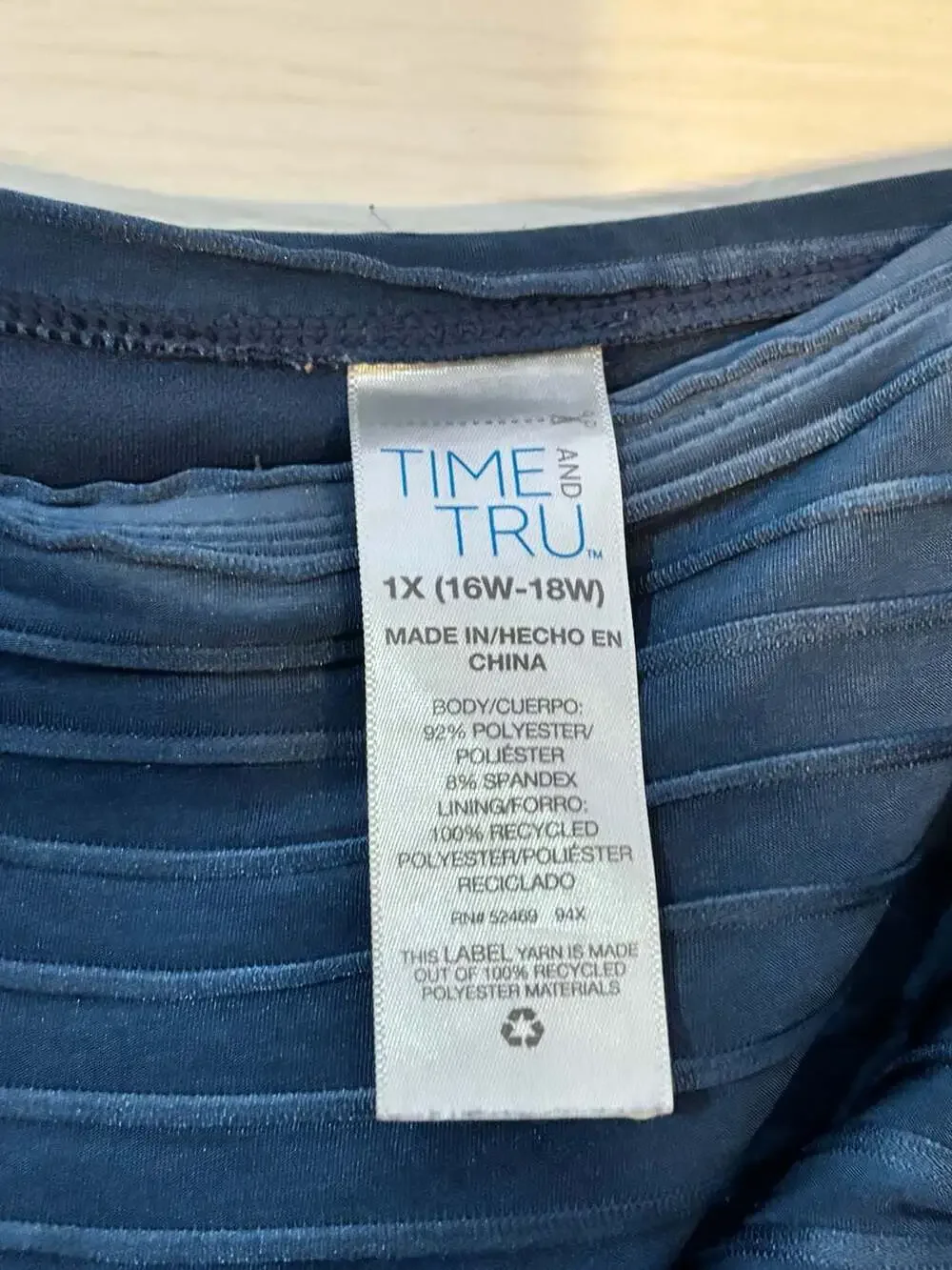 Time and Tru Blue High Waisted Swim Bottoms 1X 16W-18W